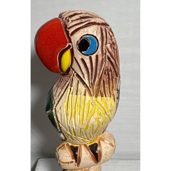 Handcrafted Ceramic Parrot Figurine From Venezuela 7.5" - Picture 3 of 9